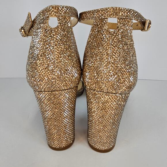 Jessica Simpson Sparkly Gold Hazzu Block Heeled Strappy Sandal Size 7.5M - Picture 3 of 10